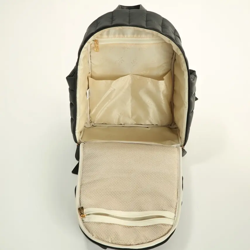 M&Y Collection Puff Deri Bebek Bakım Sırt Çantası Siyah / Black - 6