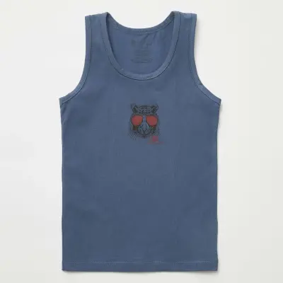 Natuline Organik Erkek Bebek Atleti Likralı Cool Tiger 2li İndigo - Gri Melanj - 17