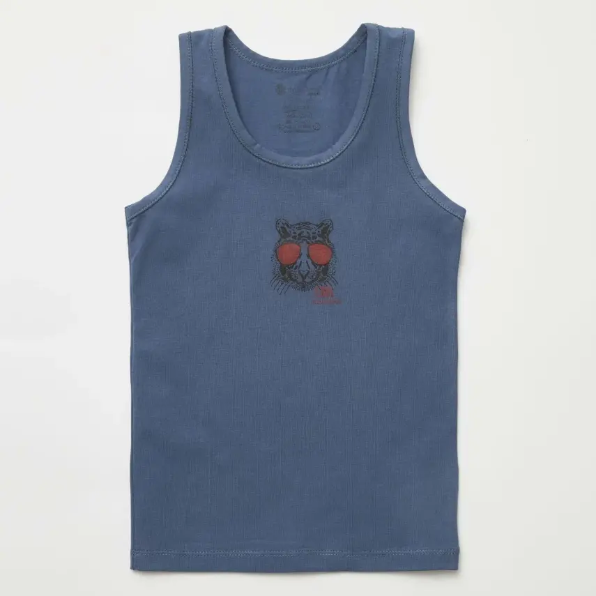 Natuline Organik Erkek Bebek Atleti Likralı Cool Tiger 2li İndigo - Gri Melanj - 21