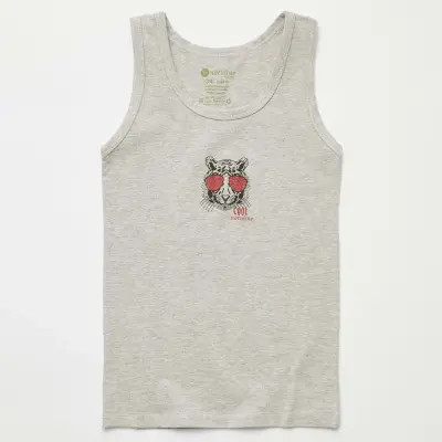 Natuline Organik Erkek Bebek Atleti Likralı Cool Tiger 2li İndigo - Gri Melanj - 7