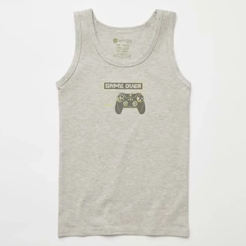 Natuline Organik Erkek Bebek Atleti Likralı Game Over 2li Mavi - Gri Melanj - 5