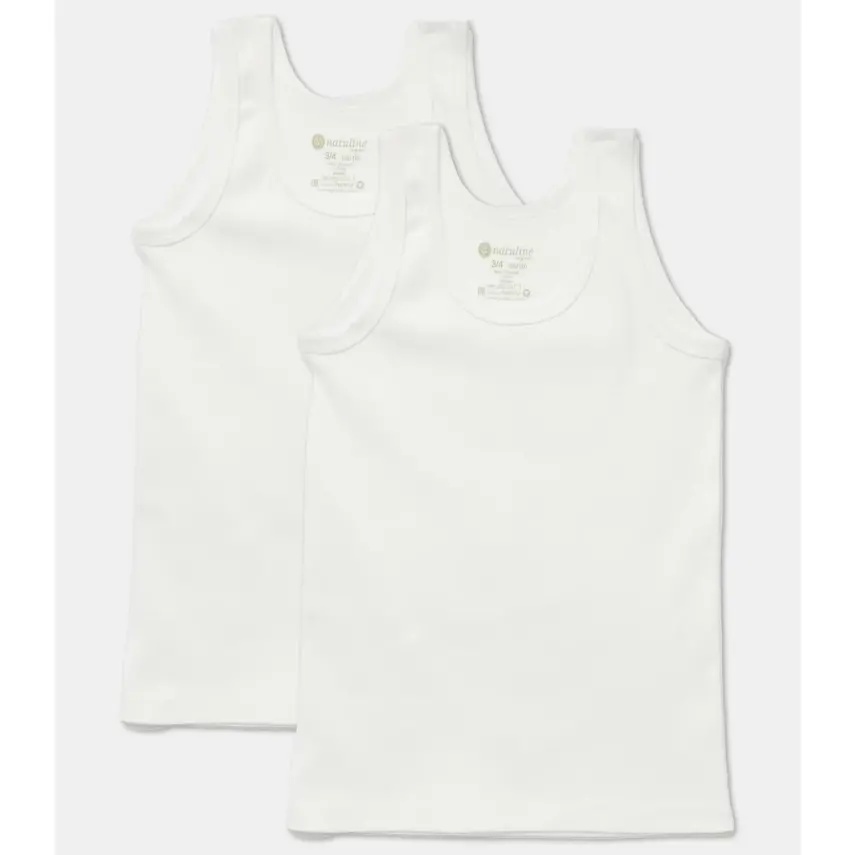 Natuline Organik Erkek Bebek Atleti Ribana 2li Beyaz - 1