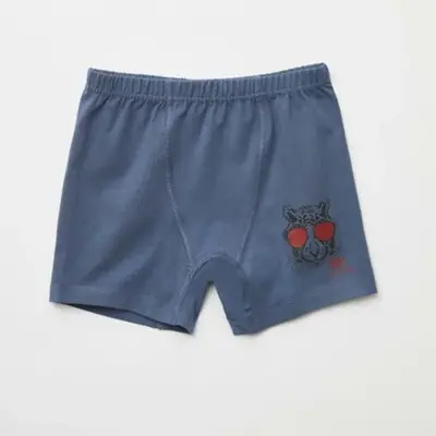 Natuline Organik Erkek Boxer Likralı Cool Tiger 2li İndigo - Gri Melanj - 4