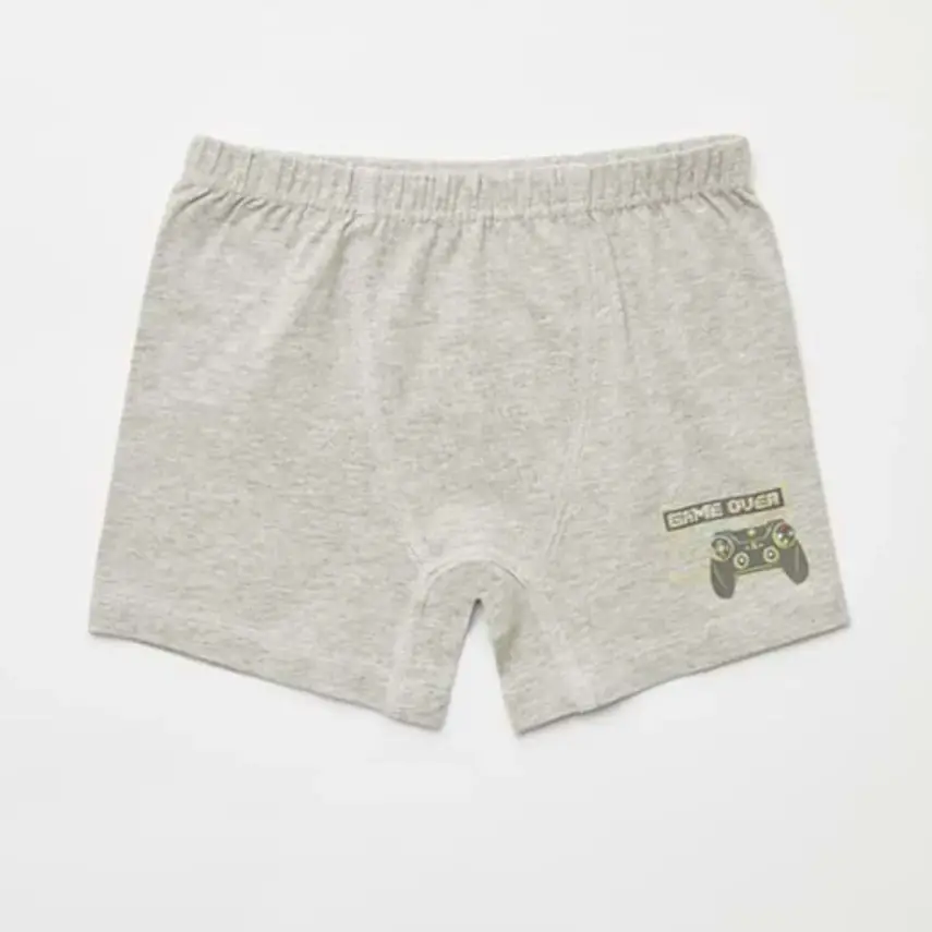 Natuline Organik Erkek Boxer Likralı Game Over 2li Mavi - Gri Melanj - 3