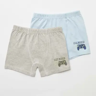 Natuline Organik Erkek Boxer Likralı Game Over 2li Mavi - Gri Melanj