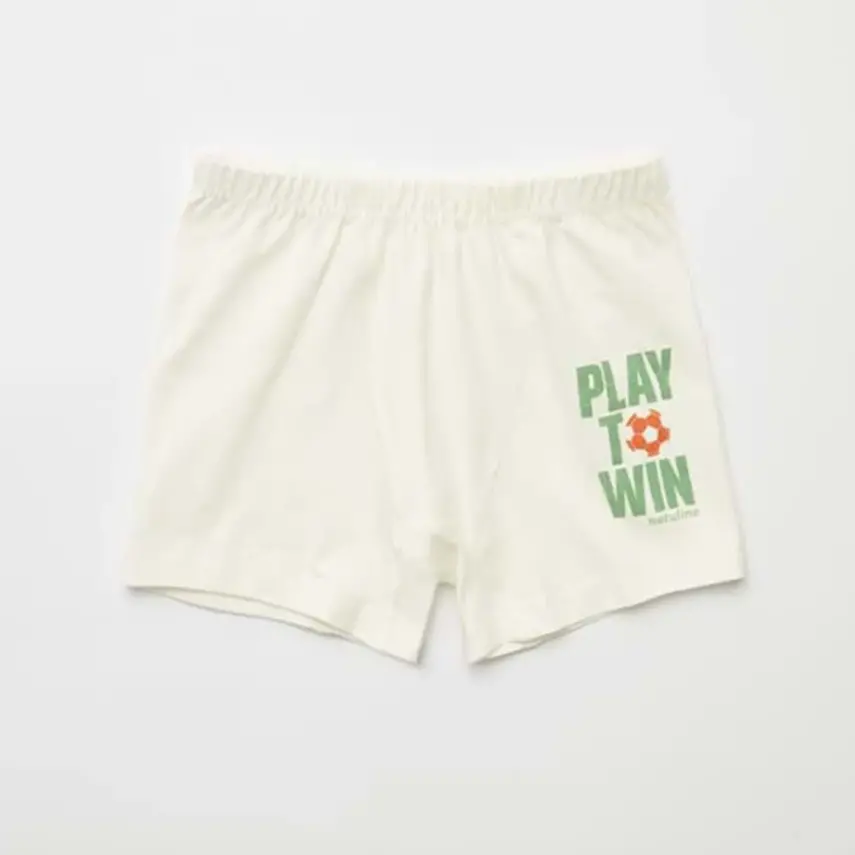 Natuline Organik Erkek Boxer Likralı Play To Win 2li Çağla Yeşili - Ekru - 2