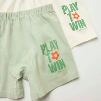 Natuline Organik Erkek Boxer Likralı Play To Win 2li Çağla Yeşili - Ekru - 3