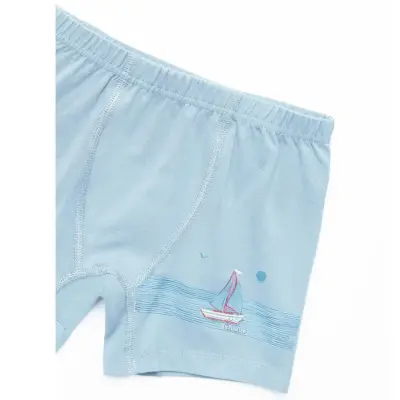 Natuline Organik Erkek Boxer Likralı Tekne Çizgili 2li Mavi - İndigo - 5