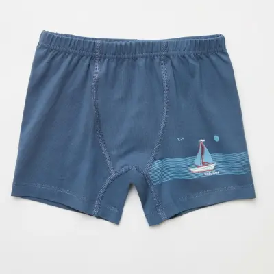 Natuline Organik Erkek Boxer Likralı Tekne Çizgili 2li Mavi - İndigo - 3