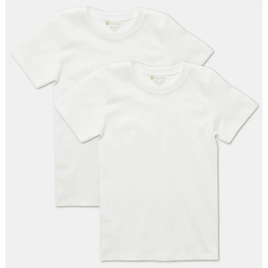 Natuline Organik Erkek Çocuk T-Shirt Penye 2li Beyaz - 1