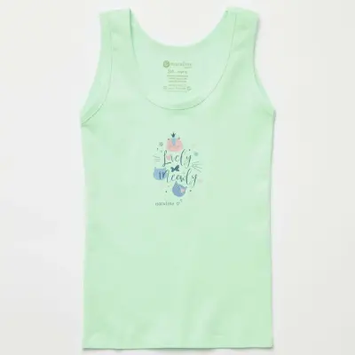 Natuline Organik Kız Atlet Likralı Lovely Meowly 2li Pembe - Yeşil - 4