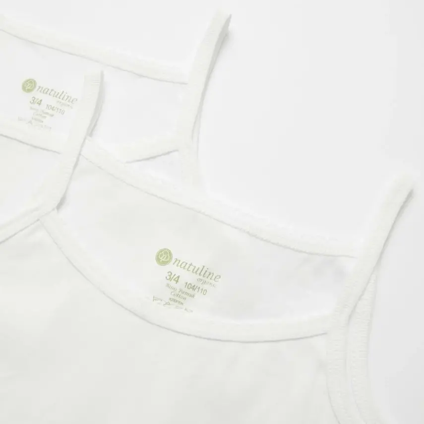 Natuline Organik Kız Bebek Atleti İp Askılı Ribana 2li Beyaz - 7