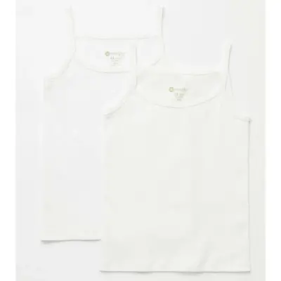 Natuline Organik Kız Bebek Atleti İp Askılı Ribana 2li Beyaz