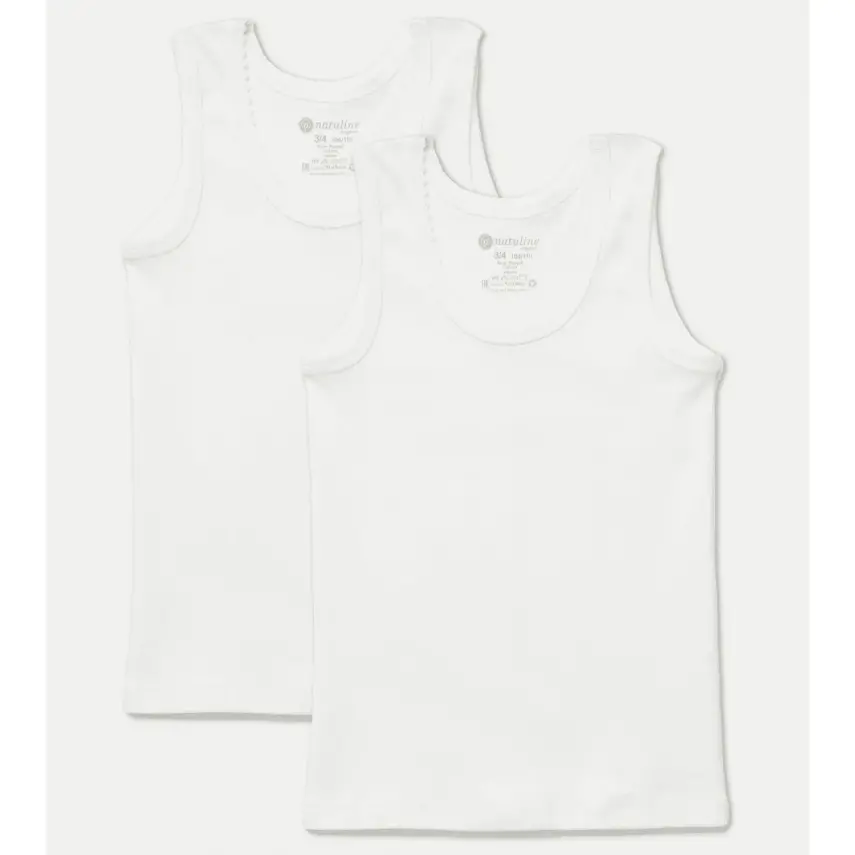 Natuline Organik Kız Bebek Atleti Kroşatalı Ribana 2li Beyaz - 1