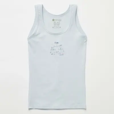 Natuline Organik Kız Bebek Atleti Likralı Fun Cat 2li Açık Mavi - Ekru - 12