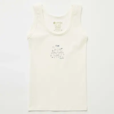 Natuline Organik Kız Bebek Atleti Likralı Fun Cat 2li Açık Mavi - Ekru - 13