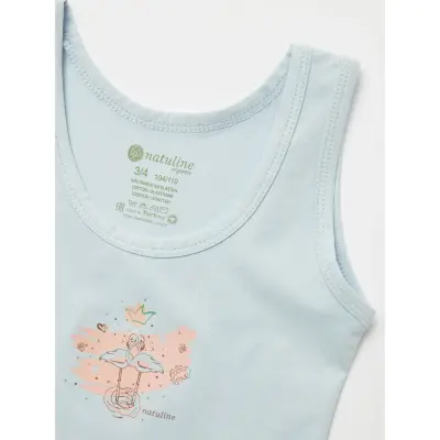 Natuline Organik Kız Bebek Atleti Likralı Queen Swan 2li Açık Mavi - Sarı - 6