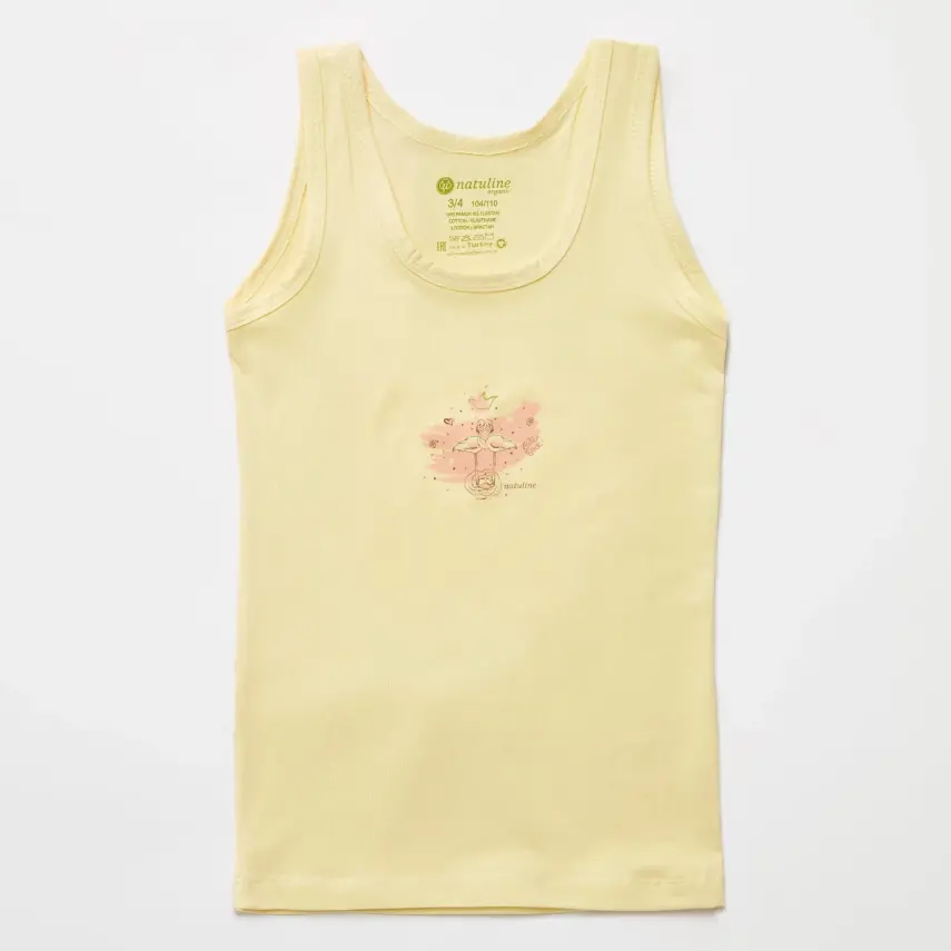 Natuline Organik Kız Bebek Atleti Likralı Queen Swan 2li Açık Mavi - Sarı - 4