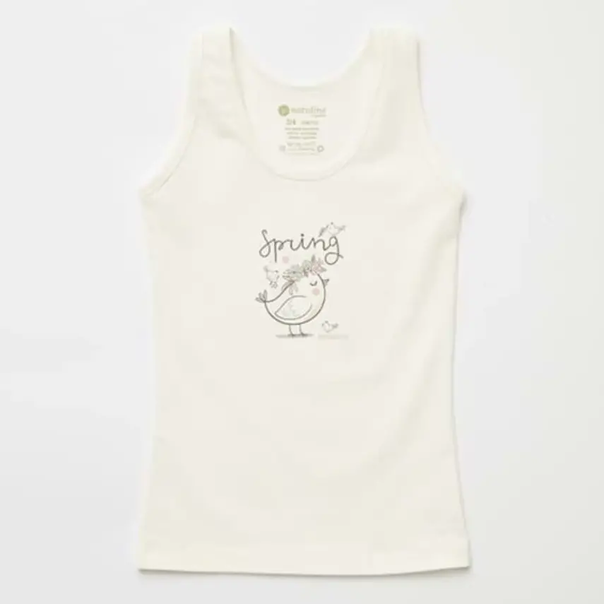 Natuline Organik Kız Bebek Atleti Likralı Spring Bird 2li Pembe - Ekru - 7