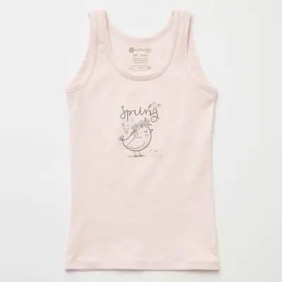 Natuline Organik Kız Bebek Atleti Likralı Spring Bird 2li Pembe - Ekru - 4