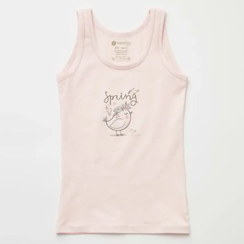 Natuline Organik Kız Bebek Atleti Likralı Spring Bird 2li Pembe - Ekru - 13