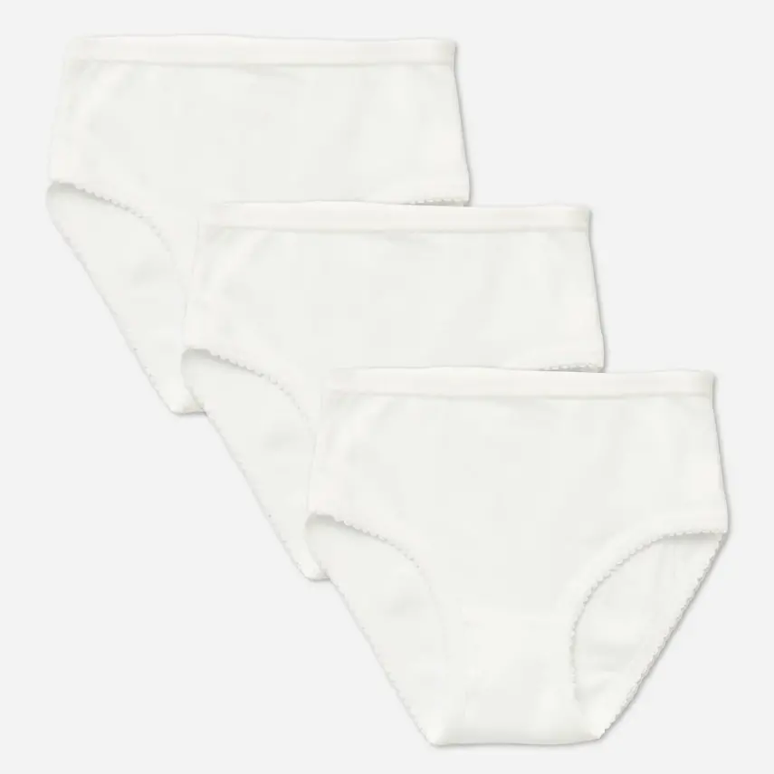 Natuline Organik Kız Külot Kroşatalı Ribana 3lü Beyaz - 1