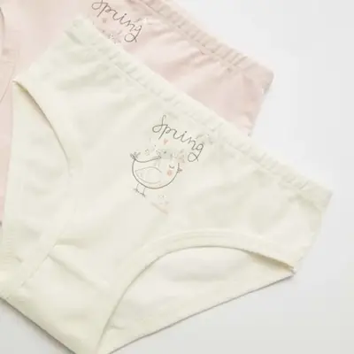 Natuline Organik Kız Slip Likralı Spring Bird 2li Pembe - Ekru - 2