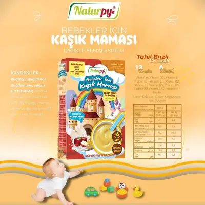 Naturpy 6 Tahıllı Sütlü İrmik ve Elmalı Kaşık Maması 200 gr - 9