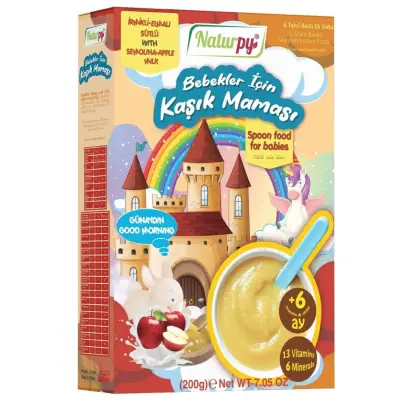 Naturpy 6 Tahıllı Sütlü İrmik ve Elmalı Kaşık Maması 200 gr - 2