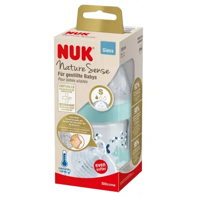 Nuk Nature Sense Isı Göstergeli Cam Biberon 120 ml Mavi - 3
