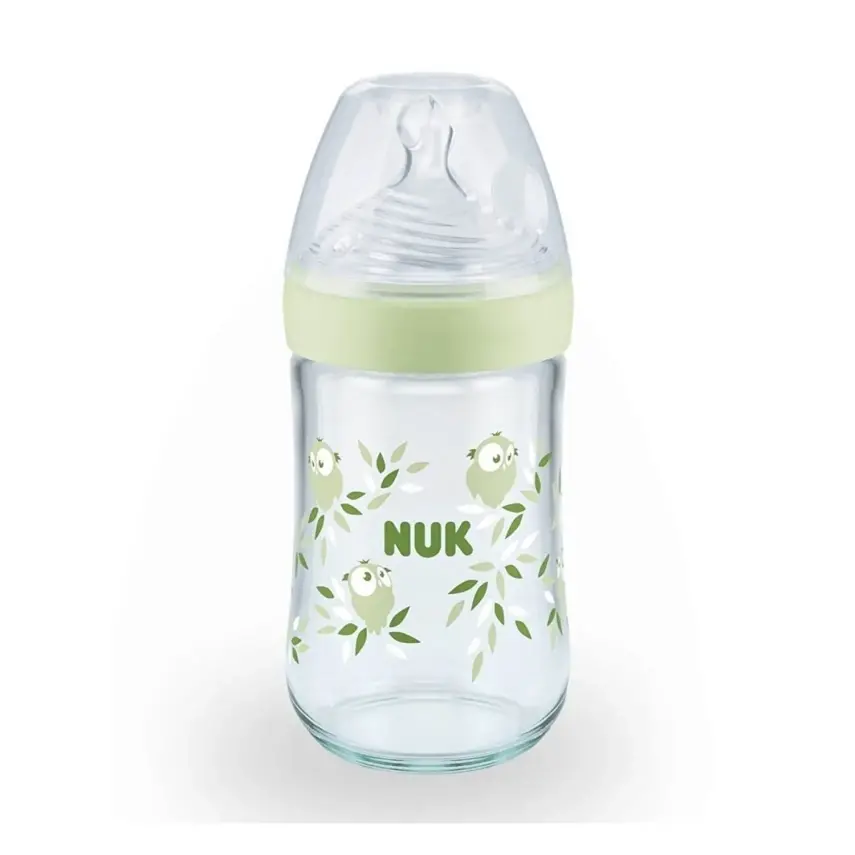 Nuk Nature Sense Isı Göstergeli Cam Biberon 240 ml Yeşil - 1