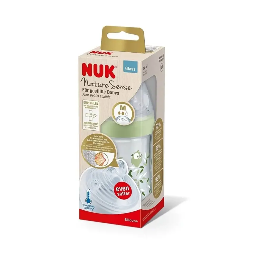 Nuk Nature Sense Isı Göstergeli Cam Biberon 240 ml Yeşil - 2