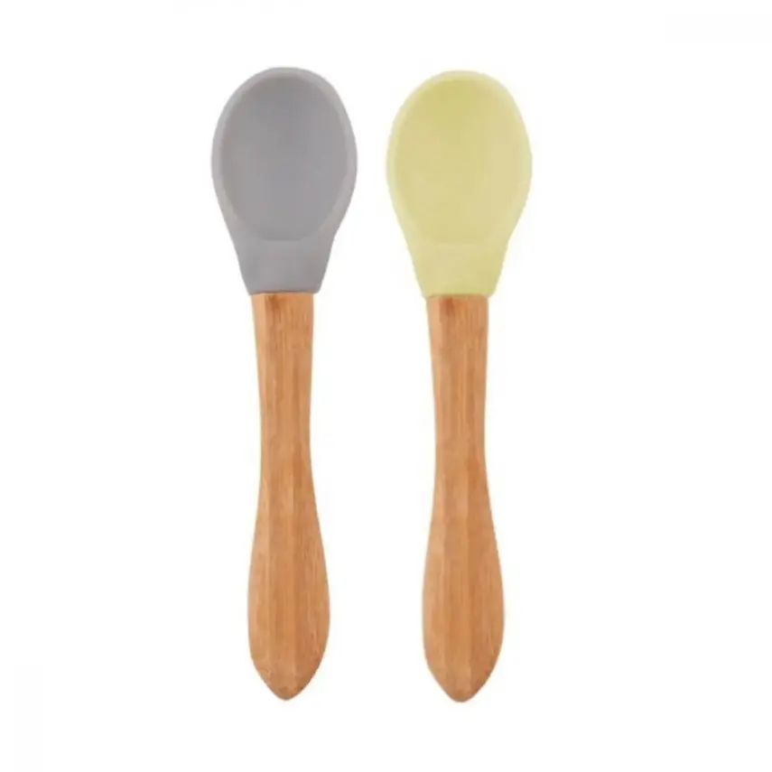 OiOi Mama Kaşığı 2li Powder Grey - Mellow Yellow - 3