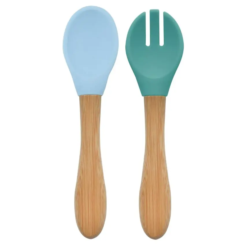 OiOi Mama Kaşığı + Çatal - Mineral Blue / Aqua Green - 1