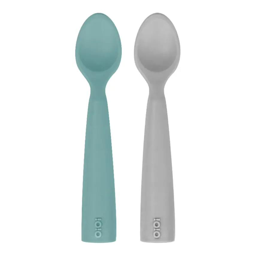 OiOi Nam Nam Mama Kaşığı 2li Aqua Green - Powder Grey - 1