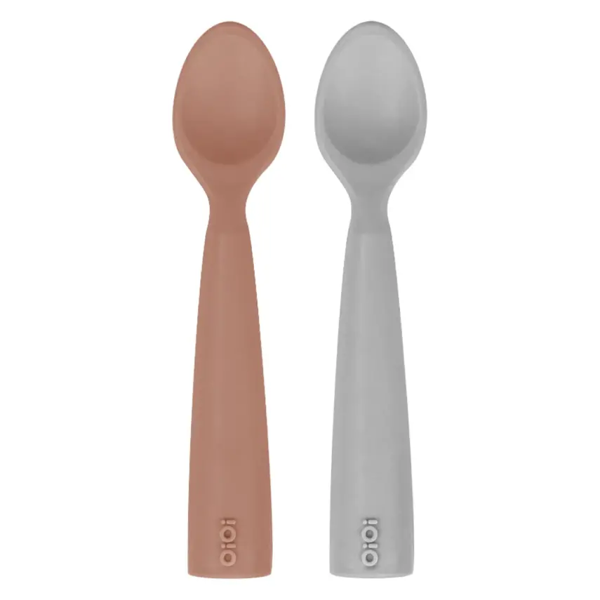 OiOi Nam Nam Mama Kaşığı 2li Woody Brown - Powder Grey - 1