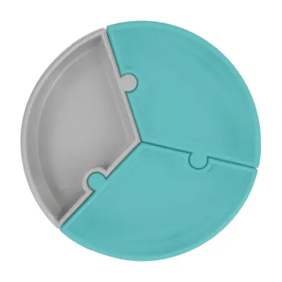 OiOi Puzzle Vakumlu Mama Tabağı Aqua Green - Powder Grey - 2