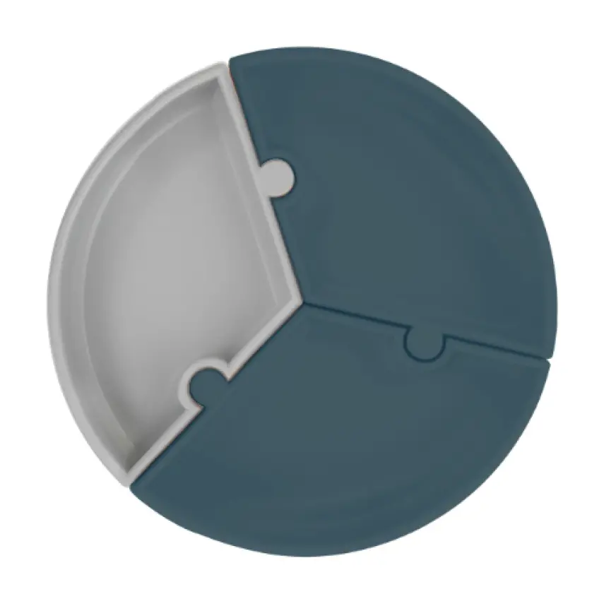 OiOi Puzzle Vakumlu Mama Tabağı Deep Blue - Powder Grey - 4