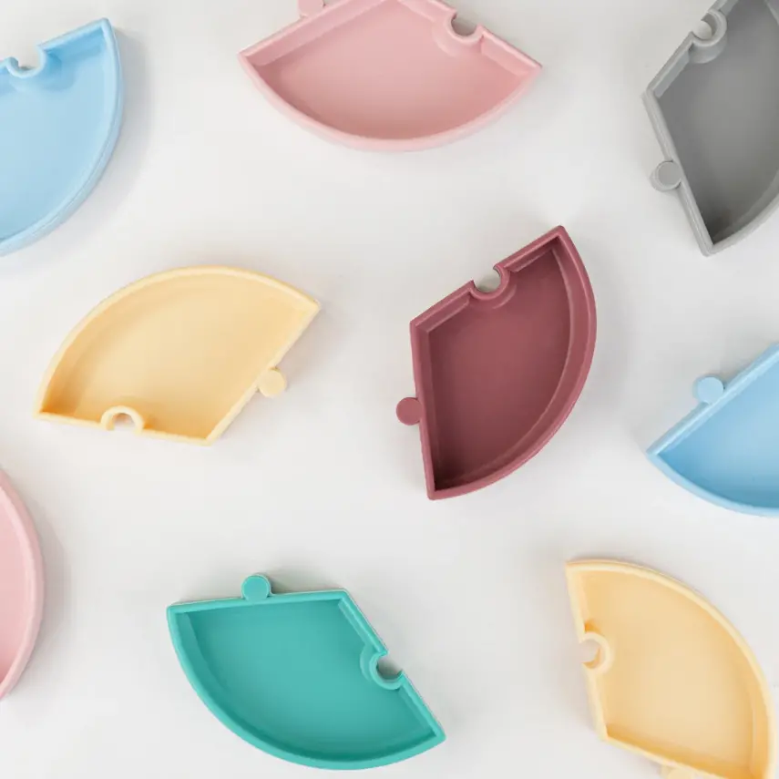 OiOi Puzzle Vakumlu Mama Tabağı River Green -  Powder Grey - 6