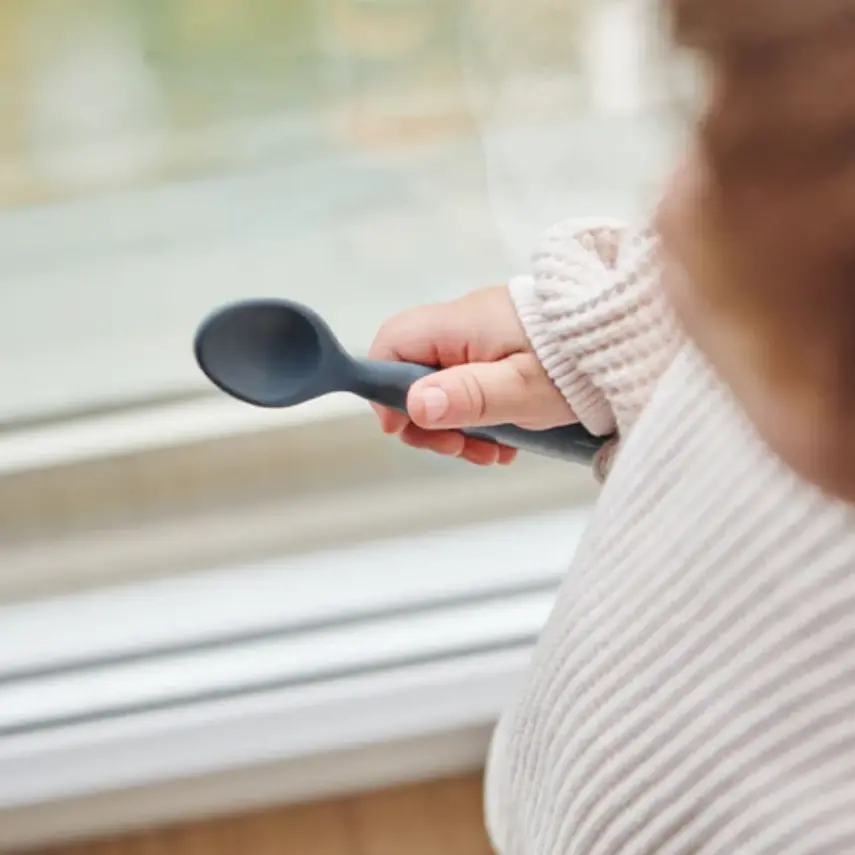 Oioi Puzzle Vakumlu Mama Tabağı+Nam Nam Mama Kaşığı Pinky Pink-Powder Grey - 2