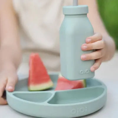 OiOi Şişe + Pipet Pinky Pink - Powder Grey - 4