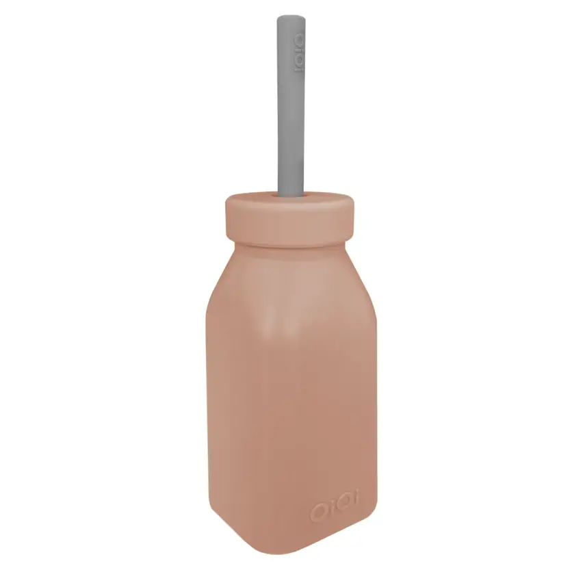 OiOi Şişe + Pipet Woody Brown - Powder Grey - 3