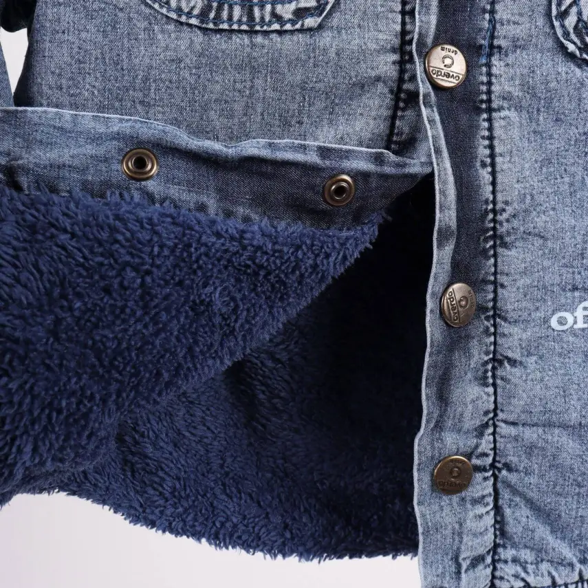 Overdo Erkek Gömlek Kot Welsoft Arkası Baskılı Mavi Denim - 3