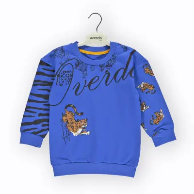 Overdo Erkek Sweatshirt Aslan Baskılı Mavi - 3