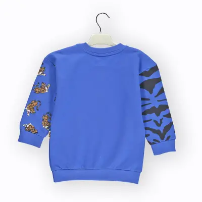 Overdo Erkek Sweatshirt Aslan Baskılı Mavi - 2