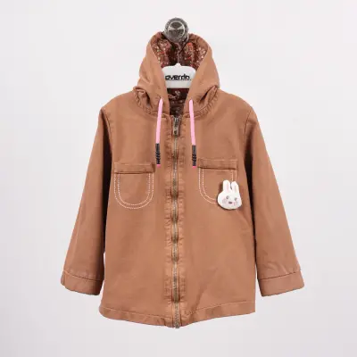 Overdo Kız Ceket Kapüşonlu Kedili Kiremit 