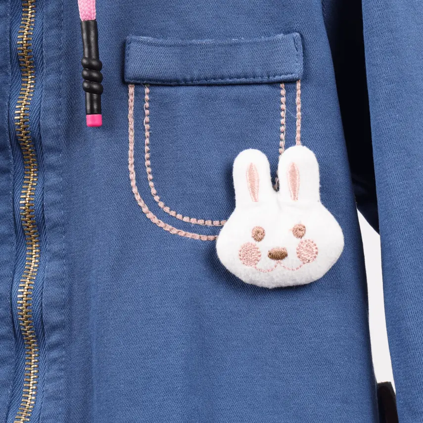 Overdo Kız Ceket Kapüşonlu Kedili Mavi - 4