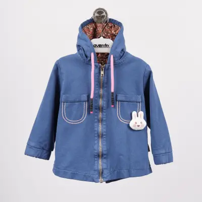 Overdo Kız Ceket Kapüşonlu Kedili Mavi