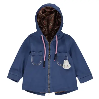 Overdo Kız Ceket Kapüşonlu Renkli İndigo 