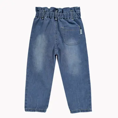 Overdo Kız Pantolon Yüksek Belli Kot Mavi Denim - 2